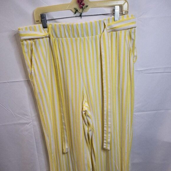 Any Body, New, Women's Whit and Yellow Elastic with Ties Waist, Pants, Size XL - Picture 1 of 6